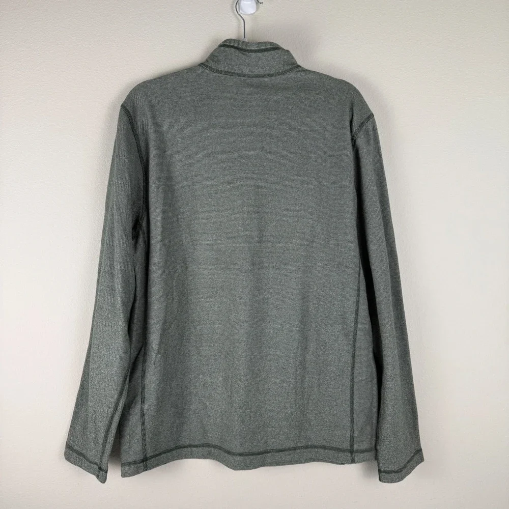 The North Face Mens Pullover 1/4 Zip Long Sleeve Green Gray Polyester Top Medium